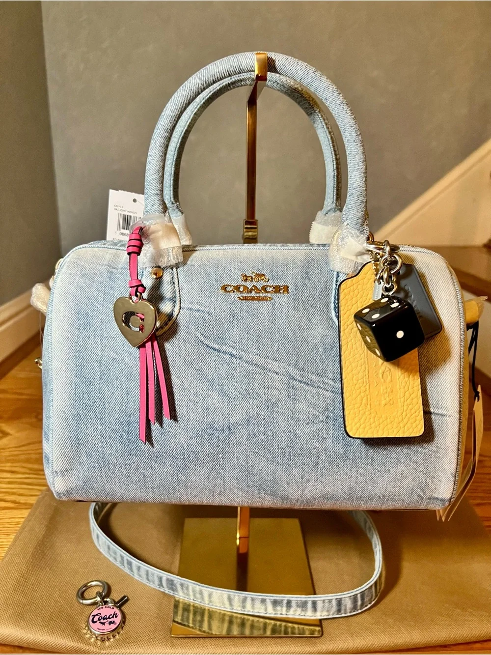 Coach Medium Rowan- Much Loved Denim with Bonus Charm - Picture 8 of 9